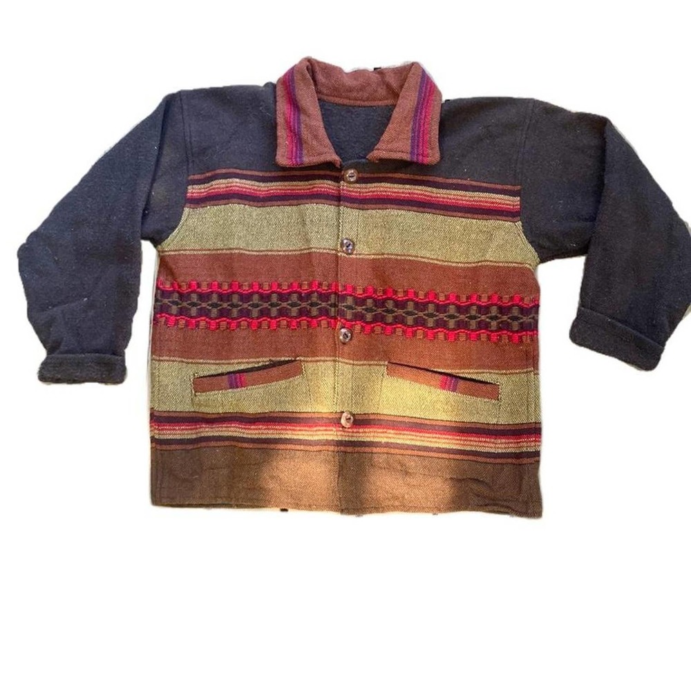 Vintage woven wool coat from Peru